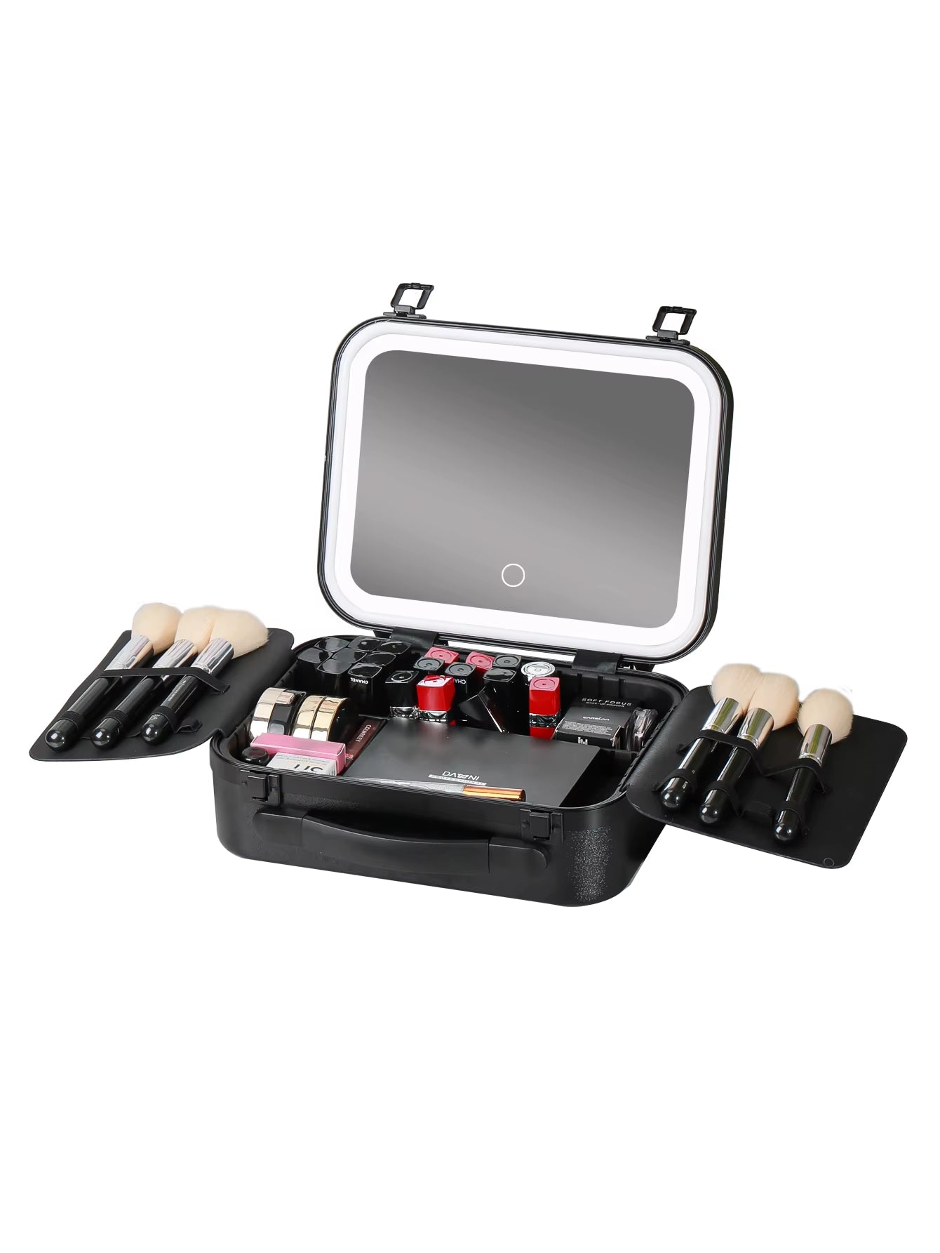 New Design Makeup Case with Lighted Mirror, Makeup Box with Led 3 Color Setting Travel Makeup Train Case Adjustable Brightness
